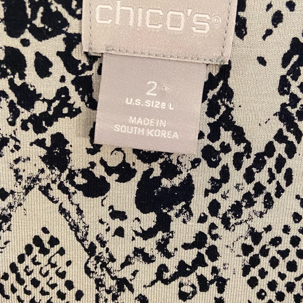 Chico's Black and White Snake Print Long Sleeve Top - Picture 6 of 10